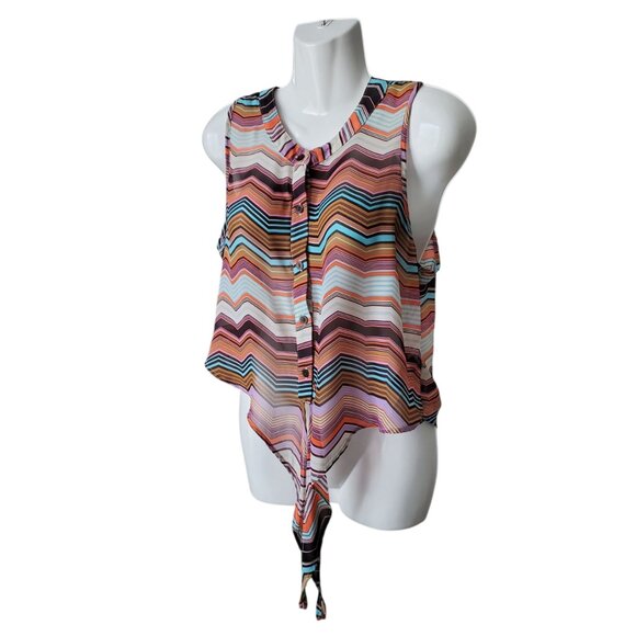 MULTI-COLOR CHEVRON PRINT FOREVER 21 TOP SMALL - Picture 2 of 8